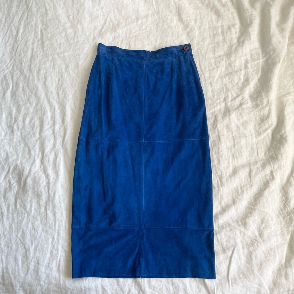 Vintage suede midi pencil skirt